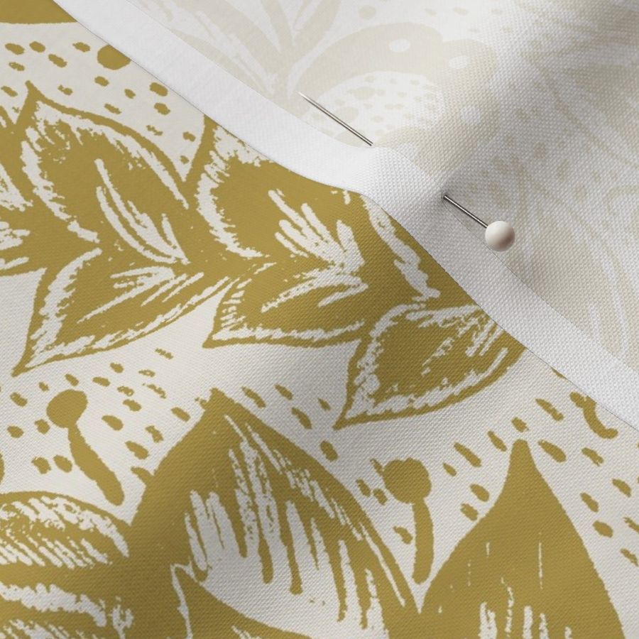 Medium Textured Floral Damask // savanna green on cream