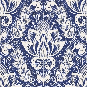 Medium Textured Floral Damask// starry night blue