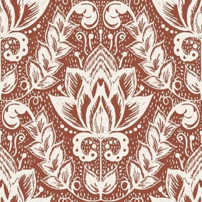 Medium Textured Floral Damask // cinnamon brown