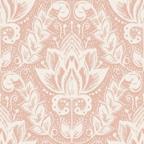 Medium Textured Floral Damask // conch shell pink