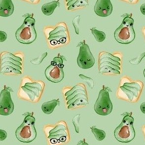 Cutie Avocado Faces On Green