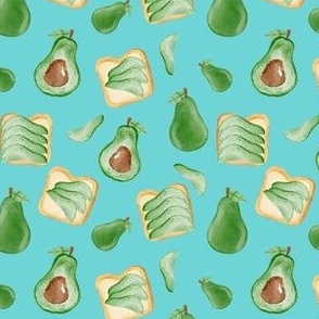 Watercolor Avocados on Teal