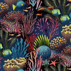 magical world coral reef // blue // medium