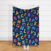 Extra Large ABC Monster Mash Silly Alphabet for Curtains and Bedding