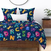 Extra Large ABC Monster Mash Silly Alphabet for Curtains and Bedding
