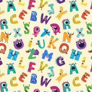 Small  ABC Monster Mash Silly Alphabet Off White