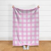 Jumbo scale pink and lilac plaid - pink gingham with narrow lavender stripe - buffalo plaid