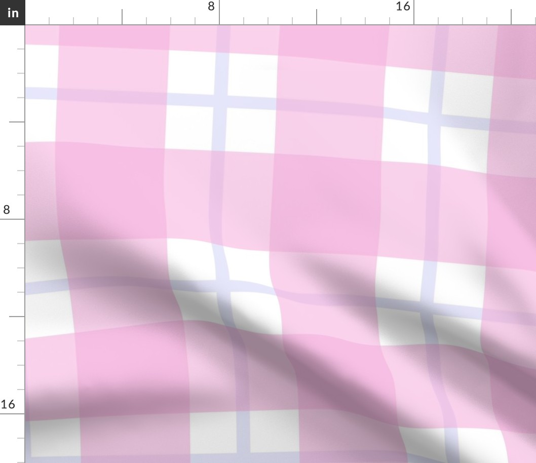 Jumbo scale pink and lilac plaid - pink gingham with narrow lavender stripe - buffalo plaid