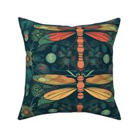 deco dragonfly in teal and orange