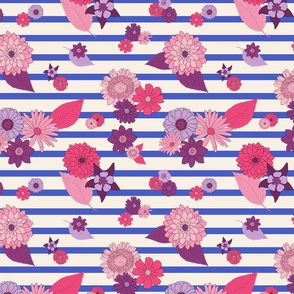 Sailor stripes in love with vintage floral pattern