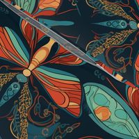 deco dragonfly in teal, blue and orange