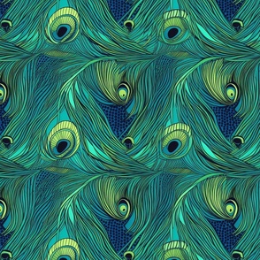 Blue and Green Feathers Pattern · Creative Fabrica