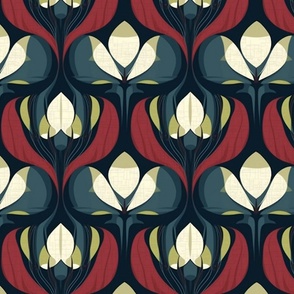 pattern of art deco tulips