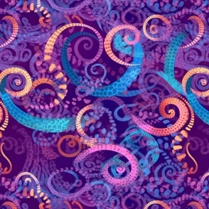 watercolor magenta tentacles 