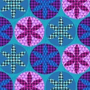 Punky Houndstooth Patternmix in happy cool summer colors: aqua blue, pink, purple and ocean blue