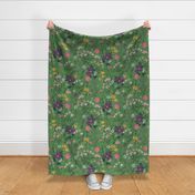 Magical meadow wild flowers kelly green big scale