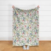 Magical meadow wild flowers off-white big scale