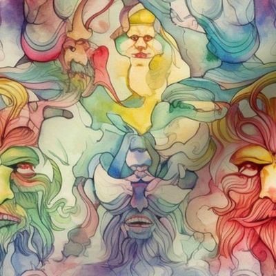 bearded and wise psychedelic faces