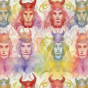 psychedelic rainbow tie dye faces
