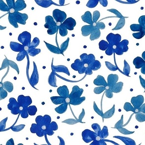 Blue Watercolour Floral Blooms