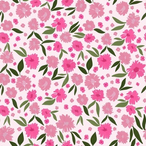 Barbiecore Floral, Pink Flowers, Romantic Floral, Shades of Pink, Barbie Inspired, Green and Pink, Feminine Tablecloth, Girly Print