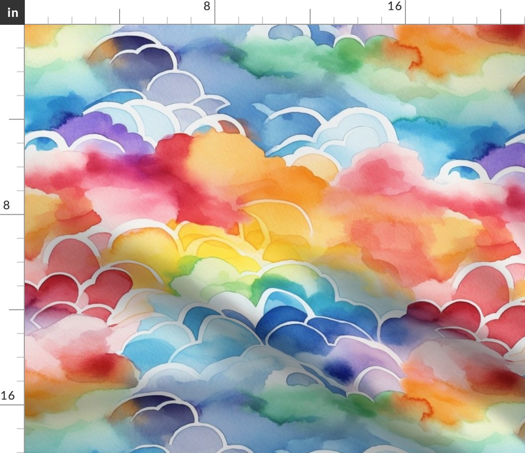rainbow watercolor clouds