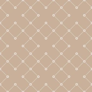 8x8 Plus Sign Squares and Dots - Large Scale - Calico Background - Back to School - School Fabric - Tan