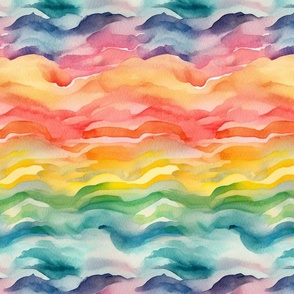 rainbow watercolor on the waves