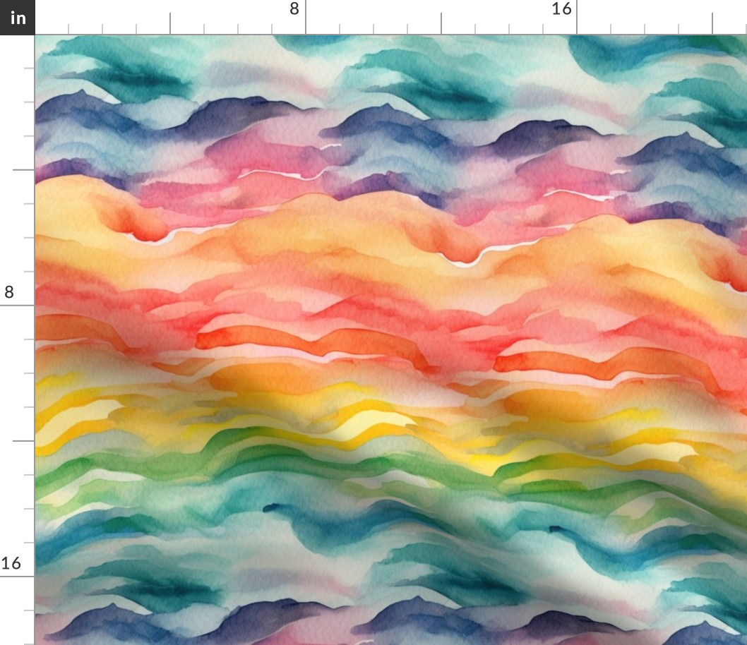 rainbow watercolor on the waves