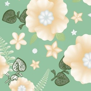 Floral design on light green background 