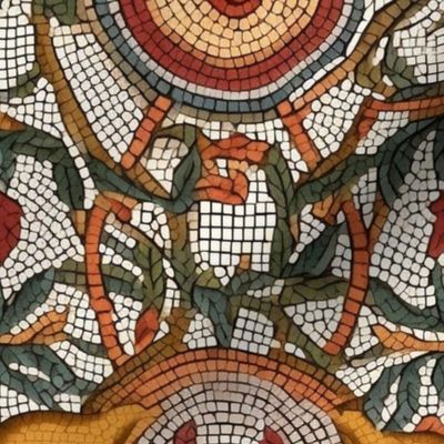 roman mosaics with geometric roses