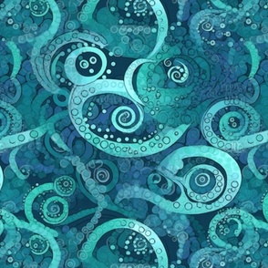 tentacle spirals in blue