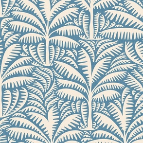 Exotic Palms on Vintage Blue / Large