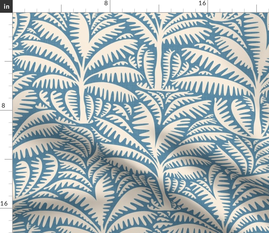 Exotic Palms on Vintage Blue / Large