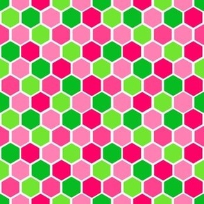 Pink, Green, and White Honeycomb