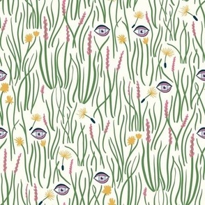 Whimsy magical meadow off-white