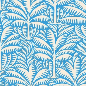 Exotic Palms on Vibrant Blue / Large