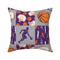 Hoop Life - Basketball Wholecloth - purple, orange, and grey men's  patchwork  - C23