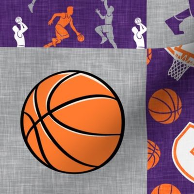 Hoop Life - Basketball Wholecloth - purple, orange, and grey men's  patchwork  - C23