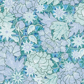 Boho Blues Floral Pattern Clash