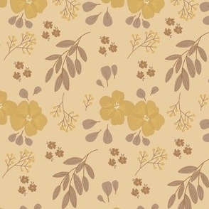 Earth Tones Painted Floral, Hand drawn farmhouse flowers, neutral brown, rustic floral, wallpaper, fabric, farmhouse decor, floral wallpaper, nature inspired, botanical home, country inspired