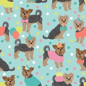 Party Yorkie Dogs Blue