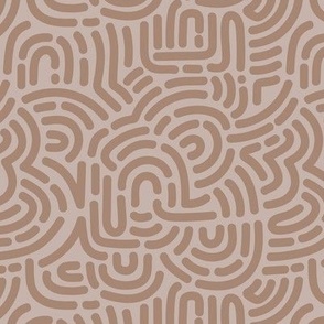 Funky African Maze - retro groovy swirls and circles latte beige caramel
