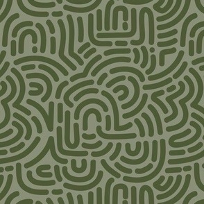 Funky African Maze - retro groovy swirls and circles cameo green sage