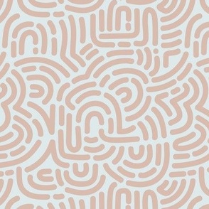 Funky African Maze - retro groovy swirls and circles sand beige on ice blue