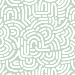 Funky African Maze - retro groovy swirls and circles white on mint green summer