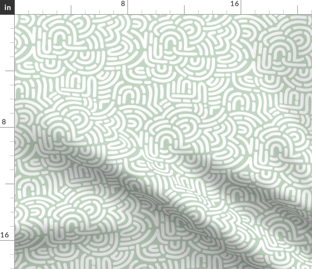 Funky African Maze - retro groovy swirls and circles white on mint green summer
