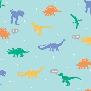 Friendly Dinos - Blue Colorway