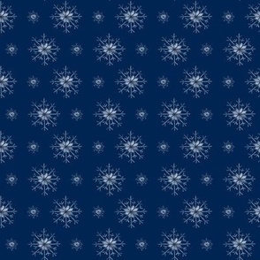 Watercolor Snowflakes on Navy Medium scale 8 x 8