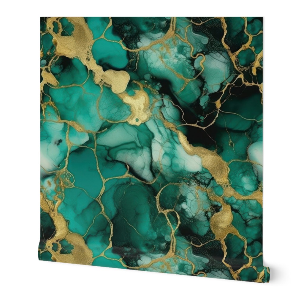 Jade and Gold Alcohol Ink 2